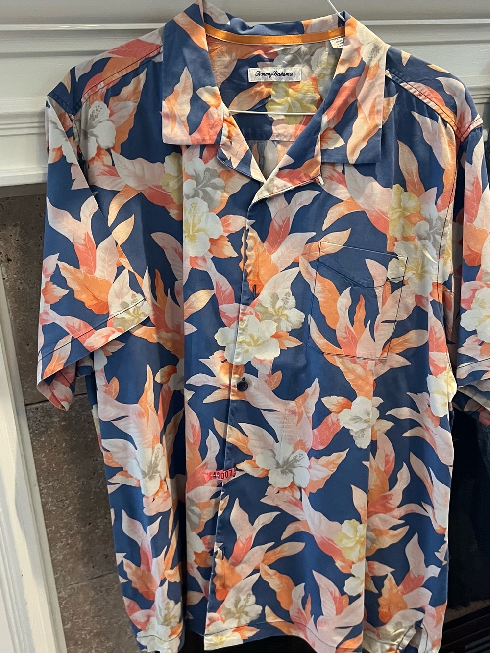 Tommy Bahama Men's Blue Floral Short-Sleeve Camp Shirt xxl